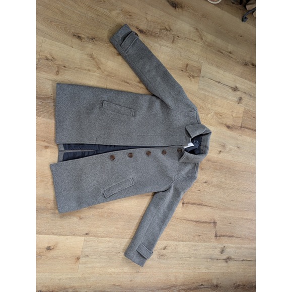 J.Crew Factory Wool Blend Car Coat Covered Buttons Grey Size 4 - Picture 4 of 16